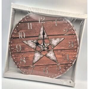 Tough 1 Home Barn Decor Rustic Star Clock 13" NEW